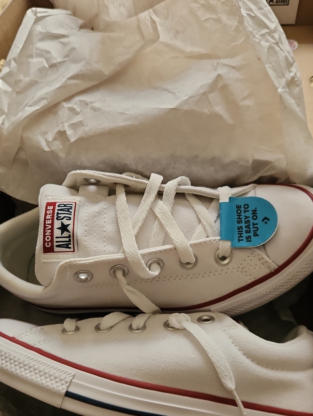 Converse Kids White Canvas Sneakers with Red Trim